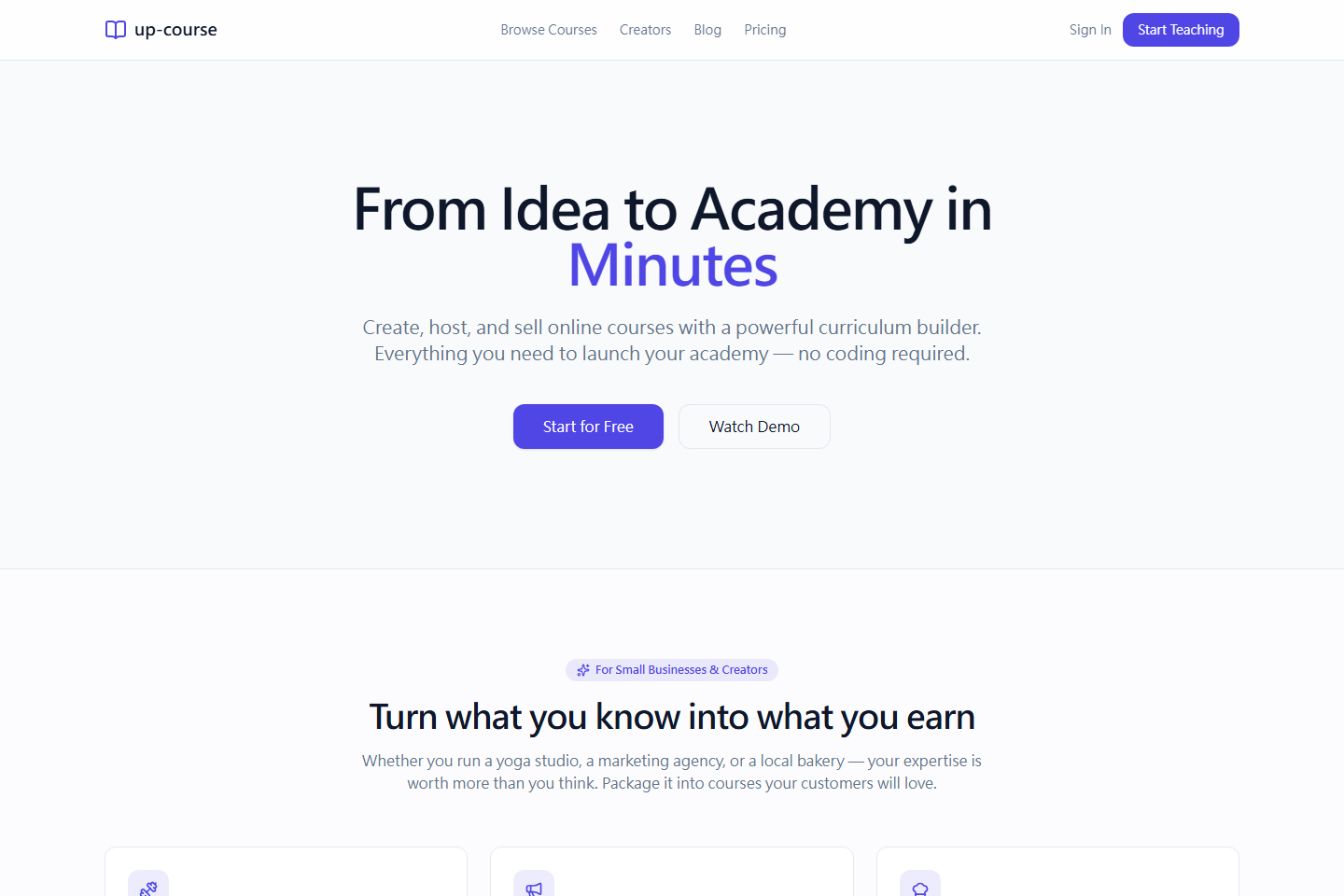 Up Course website
